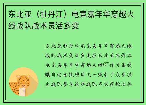 东北亚（牡丹江）电竞嘉年华穿越火线战队战术灵活多变